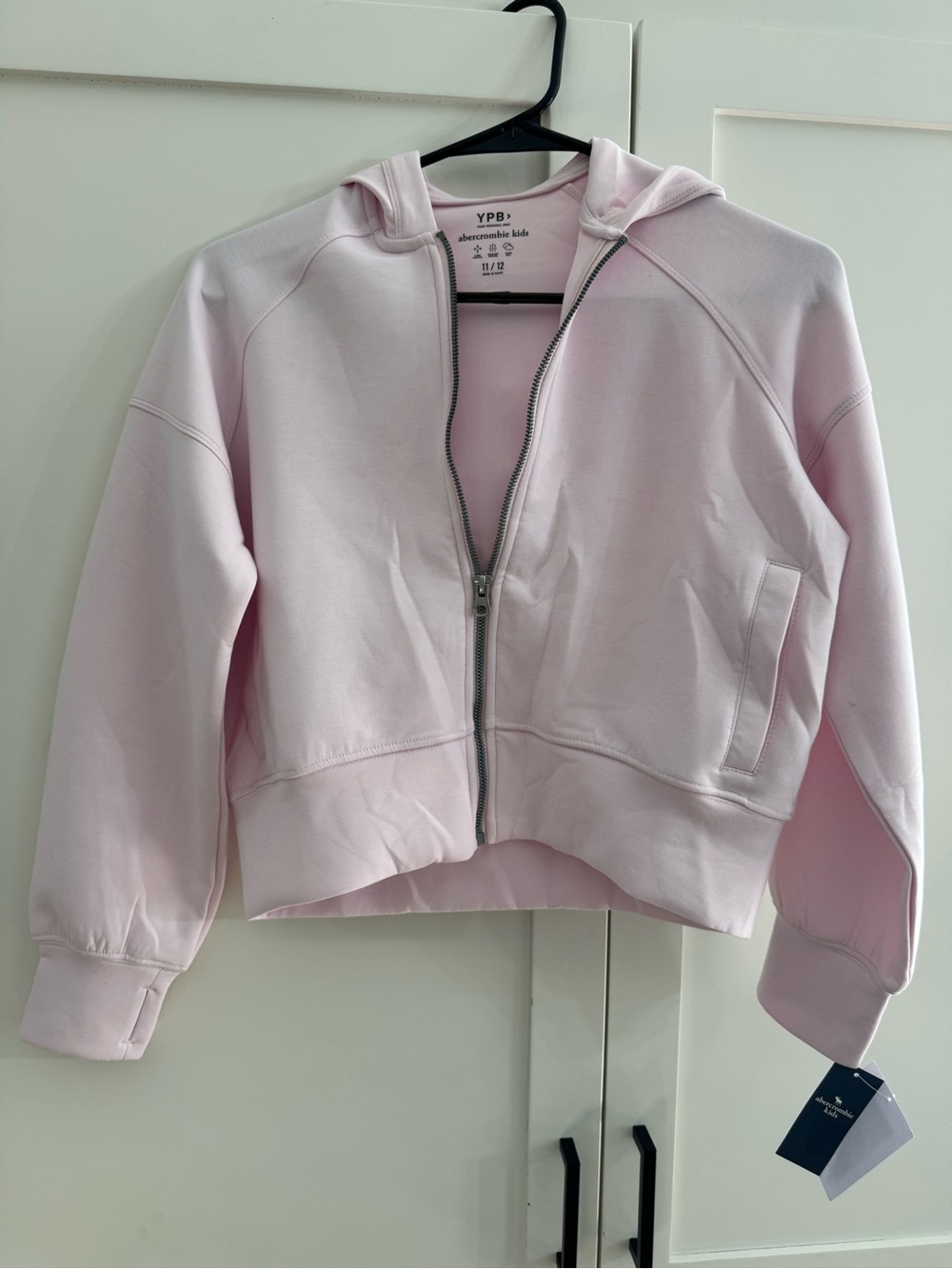 abercrombie kids Light Pink Hooded Zip Bomber Jacket